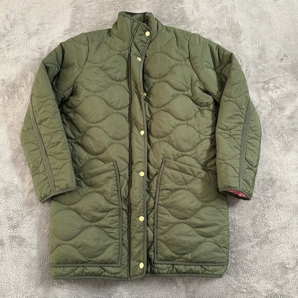 J. Crew Quilted Signature Puffer Jacket Coat Green Women's XS Primaloft Cocoon - Picture 1 of 7